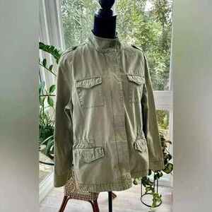 Gap Jacket Women XXL Barn Tour Lightweight Unlined Full Zip Snap army green